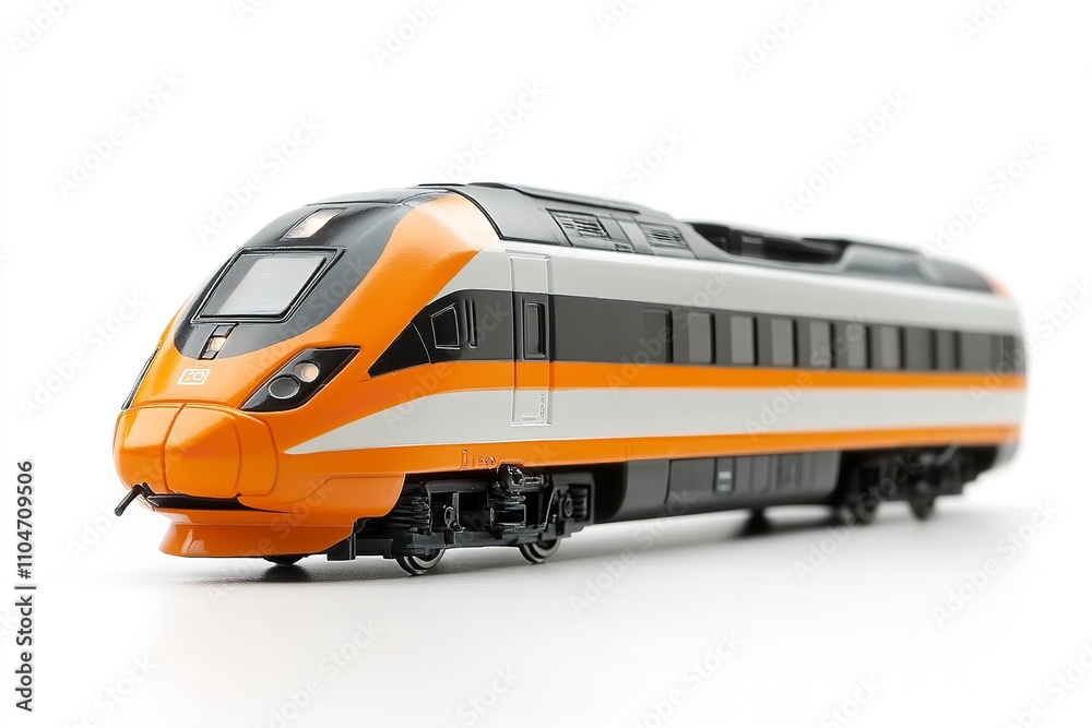 An lonely modern train on a white backdrop. Generative Ai An lonely modern train on a white backdrop. Generative Ai