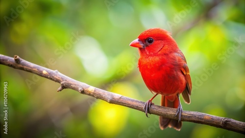 Cute red bird perched on a tree branch, bird, red, cute, sitting, tree, branch, wildlife, nature, feathers, small