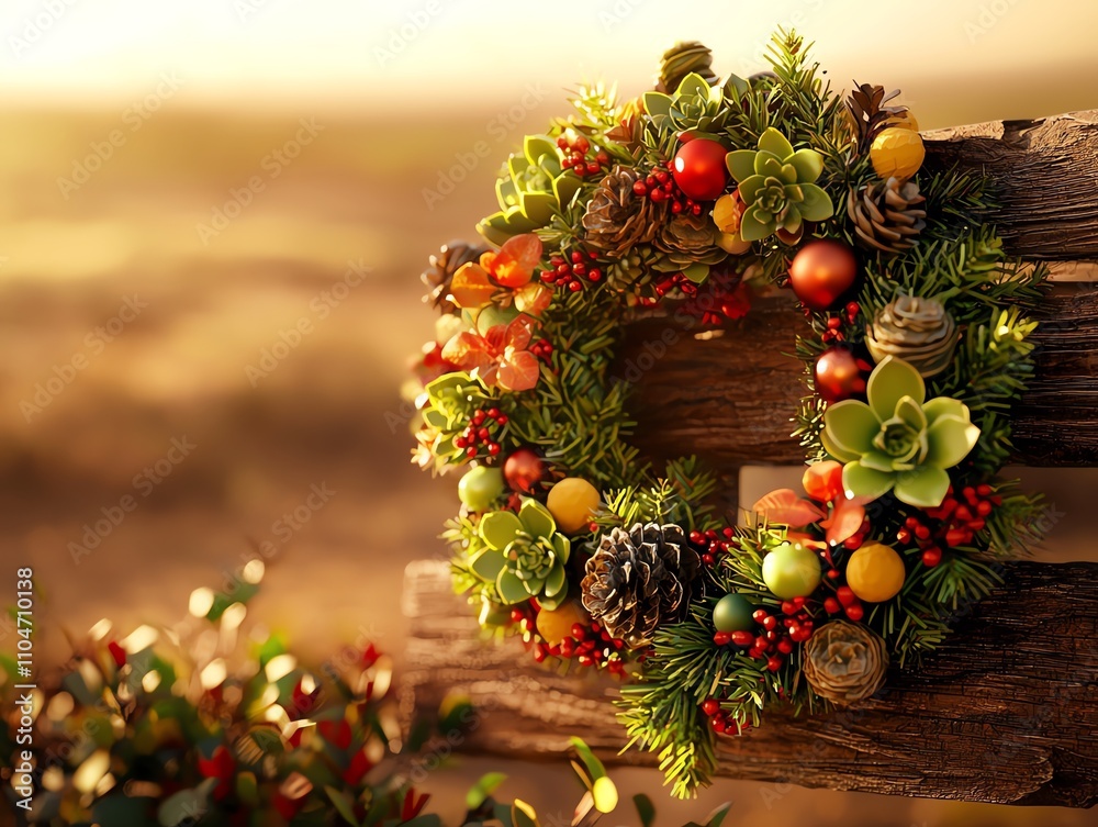 Fototapeta premium Decorative wreath with vibrant foliage