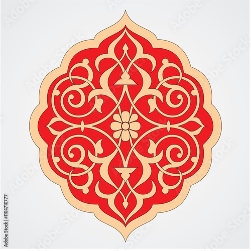 Vector illustration of traditional Islamic Arabesque decorative design, ottoman Islamic art motif pattern, tezhip.