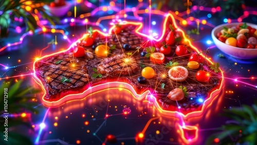 Australia's digital network, a vibrant food spread, connecting every corner.