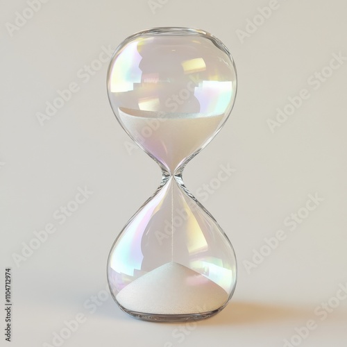 a close-up view of a glass hourglass with shimmering sand, symbolizing the passage of time