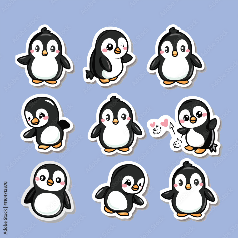 Naklejka premium collection of cute penguin vector stickers