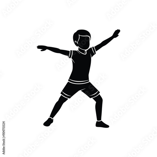 silhuette vector illustration of boy fitness