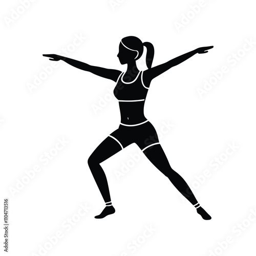 silhuette vector illustration of girl fitness 