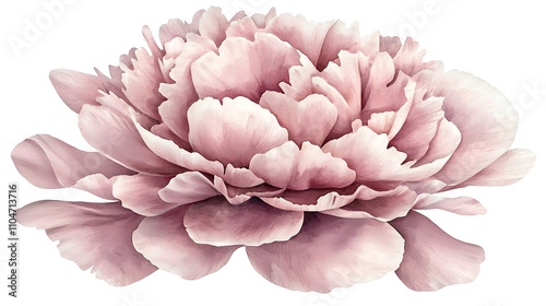 Blush Pink Peony Flower  Botanical Illustration  Floral Design