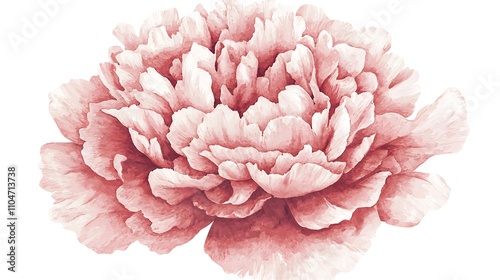 Blush Pink Peony Watercolor Flower Illustration