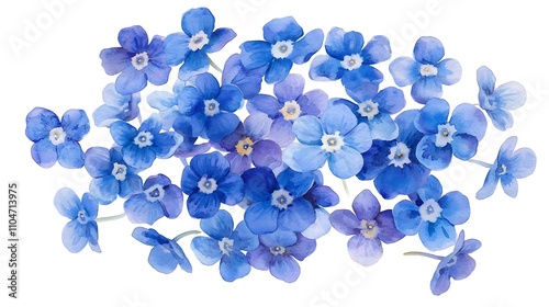 Watercolor Blue Forget Me Nots Flower Design