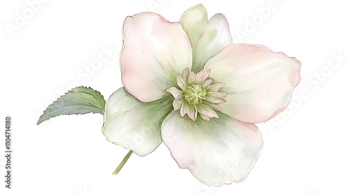 Watercolor Hellebore Flower  Botanical Illustration  Floral Art