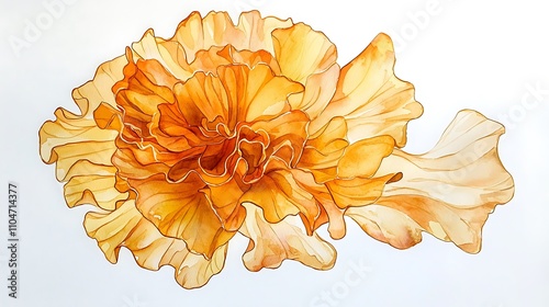 Abstract Orange Watercolor Flower  Botanical Illustration