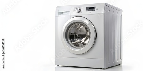 Washing machine isolated on background, cut out, appliance, household, laundry, clean, technology, domestic, white, front view