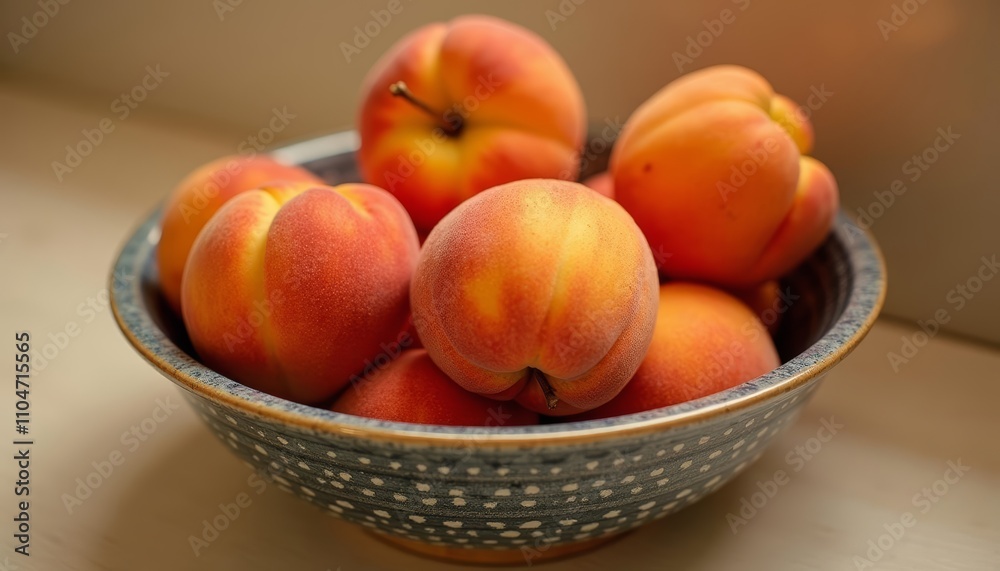 Fresh peaches in a bowl ready for a summer snack Fresh peaches in a bowl ready for a summer snack