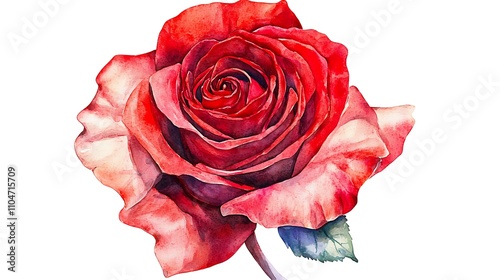 Red Rose Watercolor Painting  Floral Art  Botanical Illustration