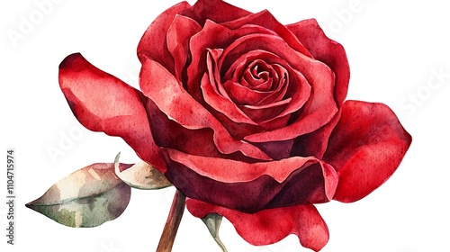 Watercolor Red Rose Flower  Botanical Illustration  Floral Design