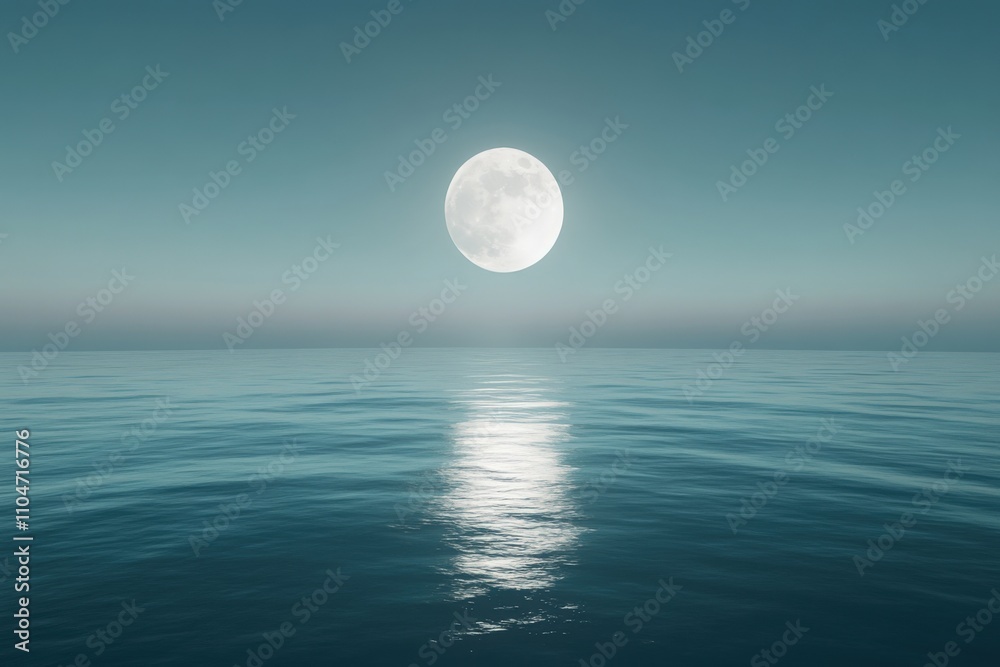 serene moonlit ocean landscape with calm waters serene moonlit ocean landscape with calm waters