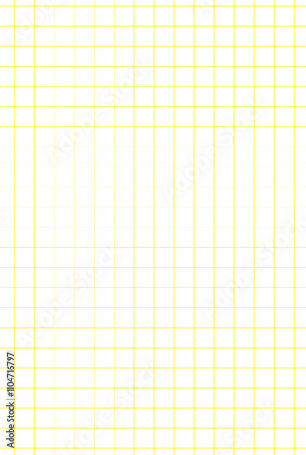 Grid paper Realistic blank lined paper sheet in A4 format. Striped background with yellow color graph. Geometric pattern for school, wallpaper, textures, notebook.Lined blank on transparent background