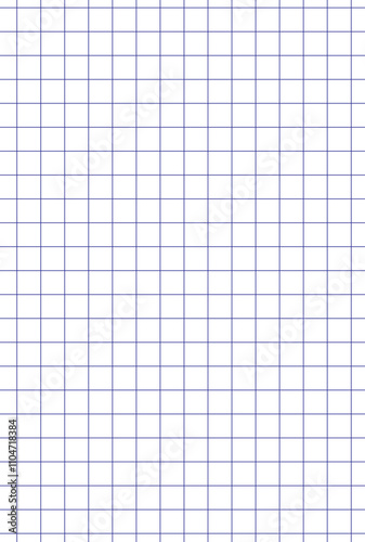 Grid paper Realistic blank lined paper sheet in A4 format. Striped background with blue color graph. Geometric pattern for school, wallpaper, textures, notebook. Lined blank on transparent background