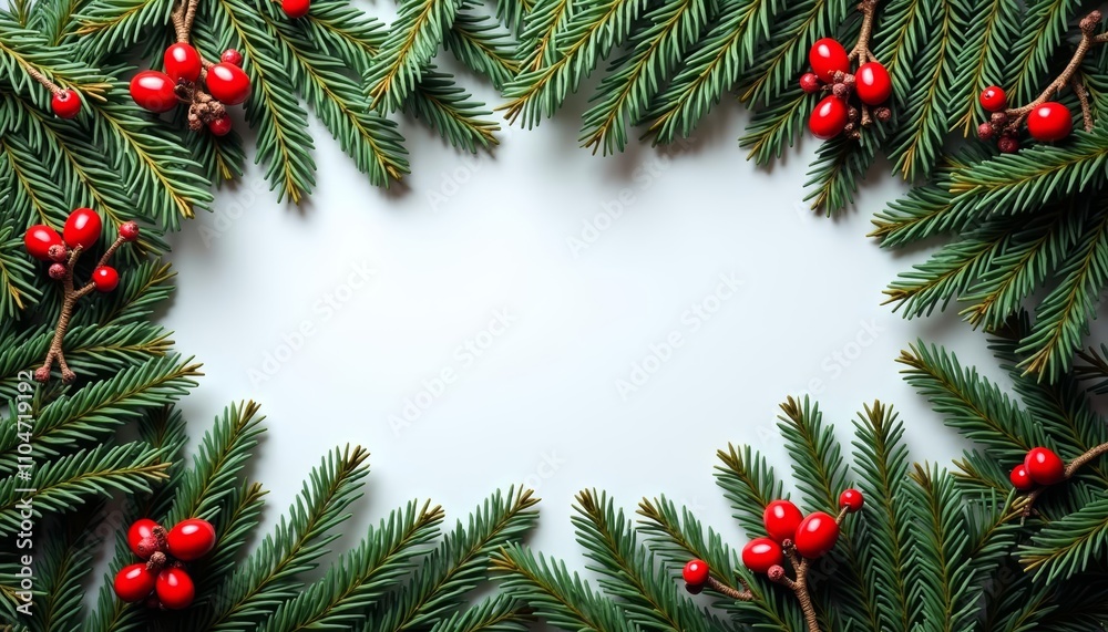 Elegant Christmas wreath with vibrant berries and lush greenery Elegant Christmas wreath with vibrant berries and lush greenery