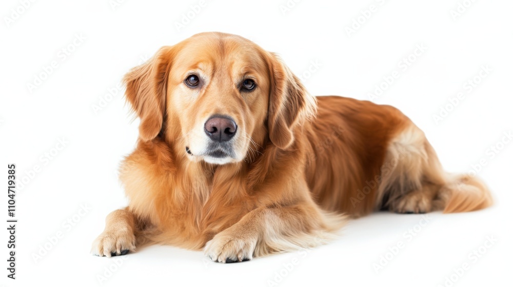 golden retriever lying on a white background golden retriever lying on a white background