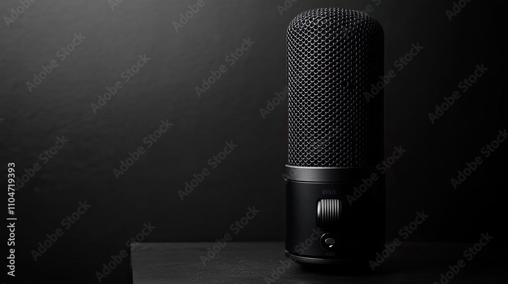 Black Condenser Microphone on Dark Background. Black Condenser Microphone on Dark Background.