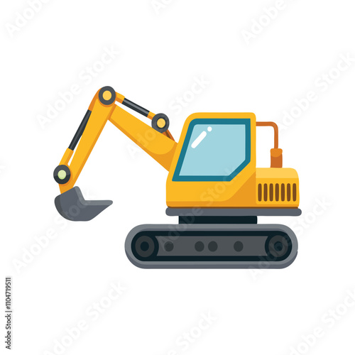  Excavator isolated flat vector illustration on white background