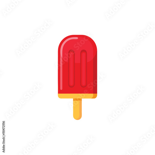 Red Popsicle ice cream isolated flat vector illustration on white background