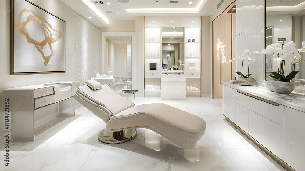 A white room with a tan chair and a white wall A white room with a tan chair and a white wall