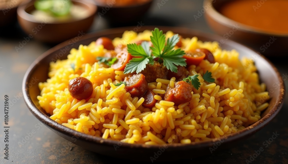 Deliciously seasoned paella ready to be savored Deliciously seasoned paella ready to be savored