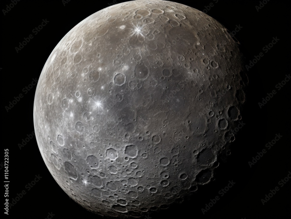 detailed view of the moon's surface showcasing craters and textures