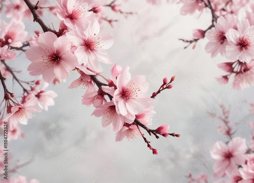 Dreamy cherry blossom pattern in watercolor strokes, rounded, flora, Japan Dreamy cherry blossom pattern in watercolor strokes, rounded, flora, Japan