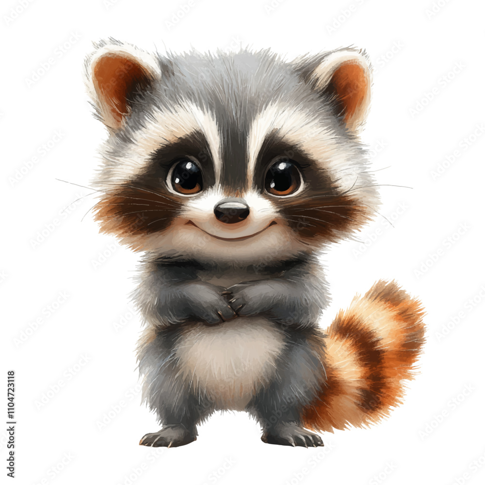 Adorable cartoon baby raccoon illustration with fluffy fur, bright eyes, and a playful expression, ideal for children’s designs, nursery decor, and woodland animal themes, Baby Shower Adorable cartoon baby raccoon illustration with fluffy fur, bright eyes, and a playful expression, ideal for children’s designs, nursery decor, and woodland animal themes, Baby Shower