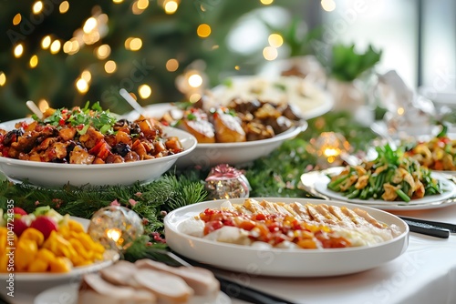 Festive Holiday Banquet Table photo