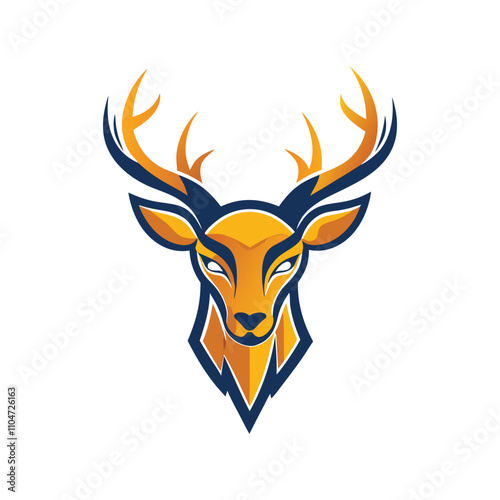 simple modern deer head logo with clean lines and minimalist style and simple color pallete. deer head logo on white background photo