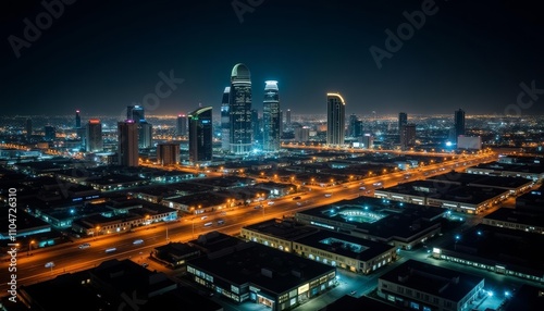 Wallpaper Mural  Bright city lights at night bustling urban landscape Torontodigital.ca