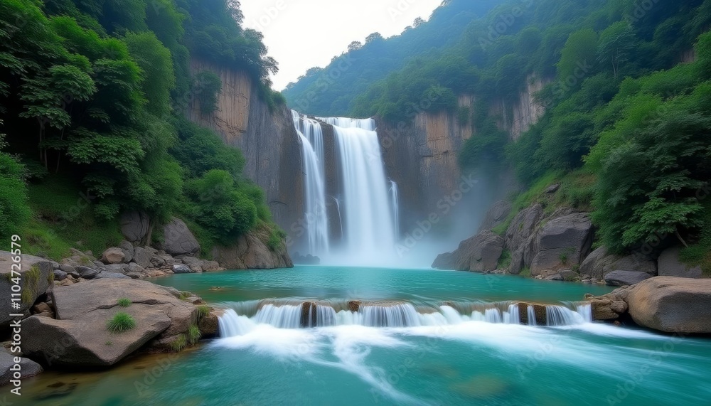 Fototapeta premium Epic Waterfall in a Jungle Paradise