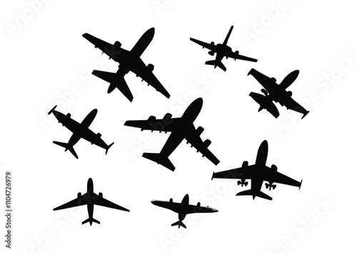 airplane silhouettes flying plane