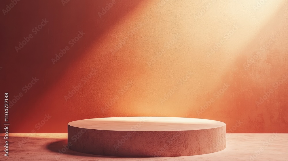 Circular Concrete Platform Against an Orange Wall Circular Concrete Platform Against an Orange Wall