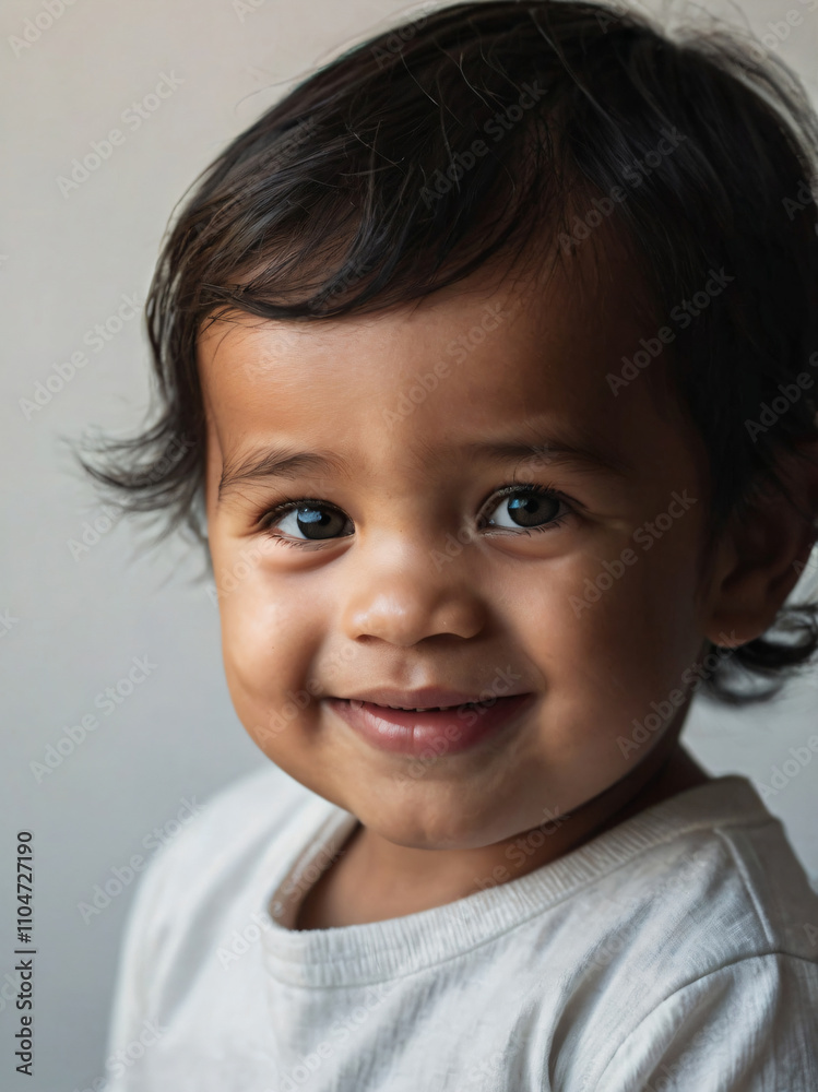 A baby smiling with pure innocence and joy. A baby smiling with pure innocence and joy.