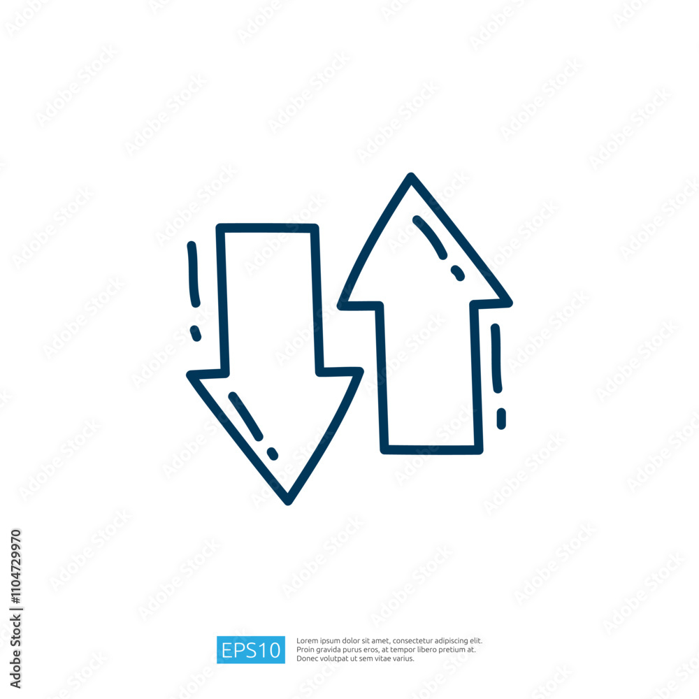 The image features a simple graphic design of two arrows, one pointing up and the other pointing down, symbolizing movement or change in direction. The image features a simple graphic design of two arrows, one pointing up and the other pointing down, symbolizing movement or change in direction.