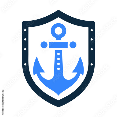 The vessel ship anchor in shield badge for security vector icon illustration