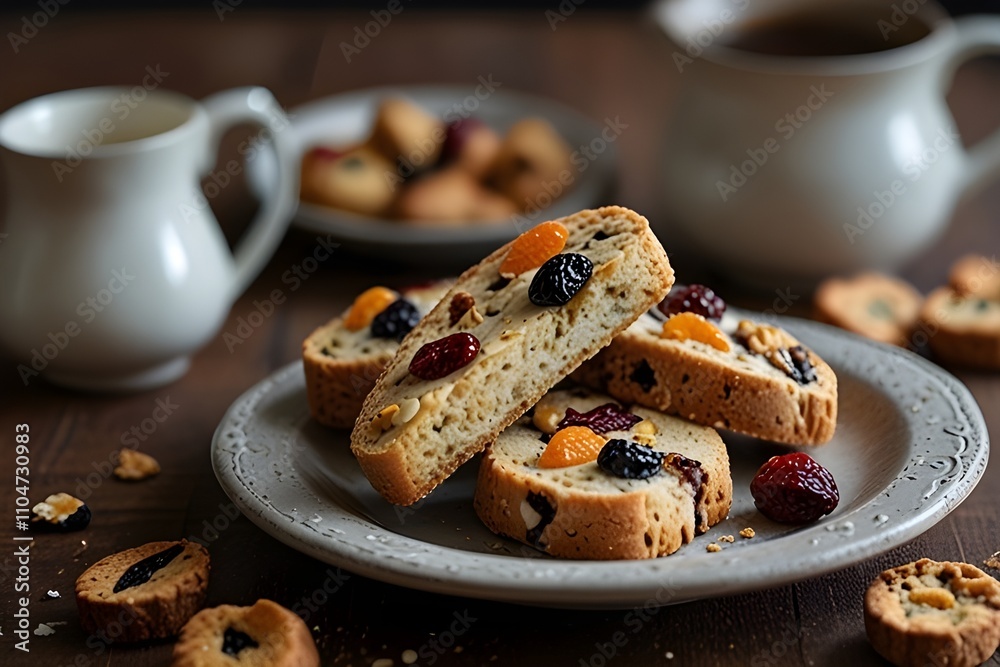 Italian biscotti cookies with dried fruits and nuts Italian biscotti cookies with dried fruits and nuts