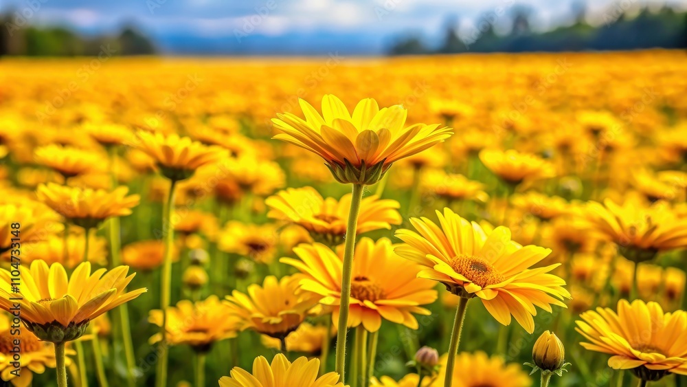 Field of vibrant yellow flowers in full bloom, nature, floral, outdoors, sunny, blooming, golden, meadow, springtime, beauty Field of vibrant yellow flowers in full bloom, nature, floral, outdoors, sunny, blooming, golden, meadow, springtime, beauty