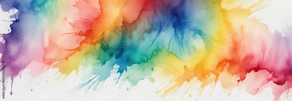 Abstract rainbow watercolor texture on white background, brush strokes, art Abstract rainbow watercolor texture on white background, brush strokes, art