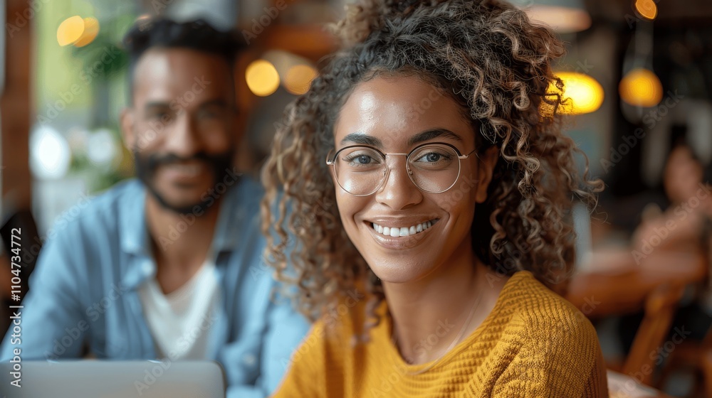 Black Male Manager Helping Female Coworker with Computer in Office, Smiling and Working Together Black Male Manager Helping Female Coworker with Computer in Office, Smiling and Working Together