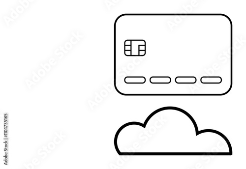 Credit card floating above cloud outline, signifying online transactions and cloud-based storage. Ideal for digital finance, online shopping, cloud services, cybersecurity, fintech, virtual banking