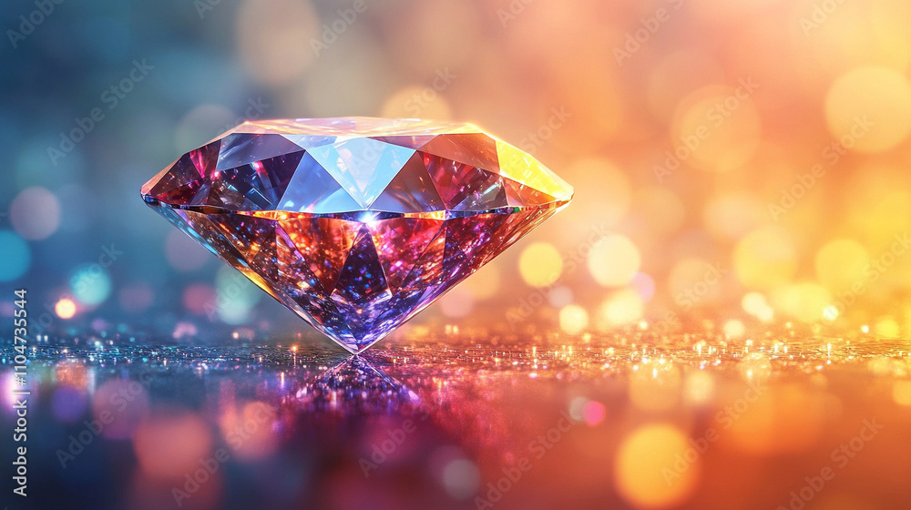dazzling diamond with multifaceted cuts reflecting light in a mesmerizing array of colors, symbolizing brilliance, clarity, and luxury, capturing the essence of elegance and preciousness