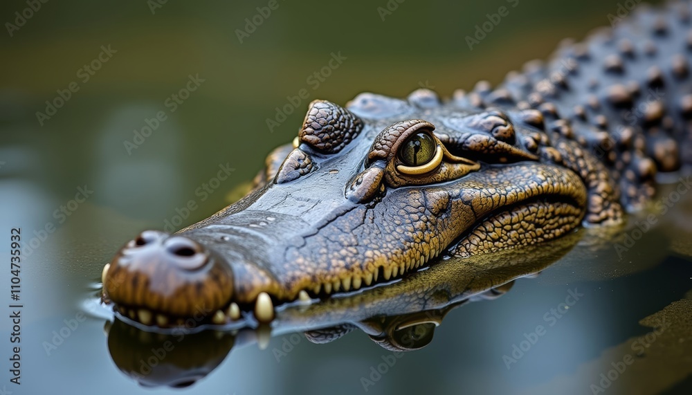 Obraz premium Crocodiles calm gaze in the water