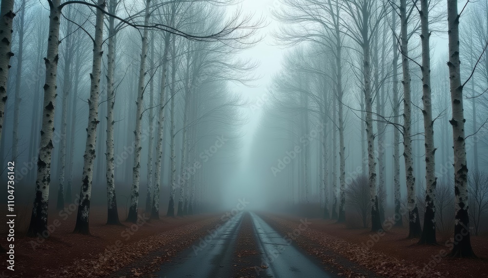 Naklejka premium Enchanted Forest A Mystical Path Amidst the Trees