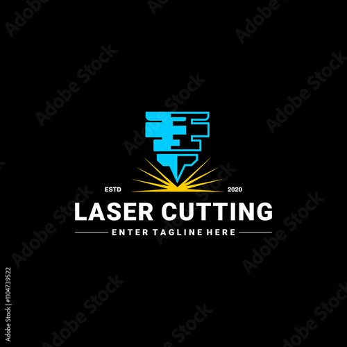 Laser Cutting logo design, laser cutting vector, vintage laser cutting
