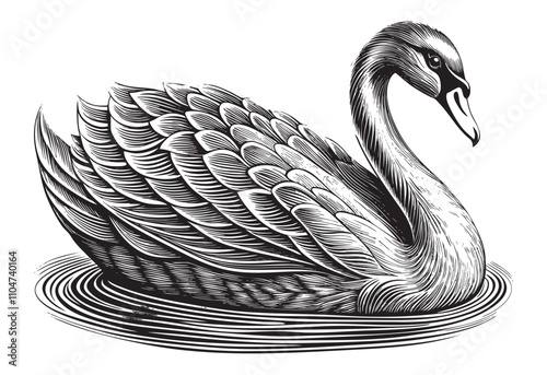 swan sketch hand dawn drawing vector illustration